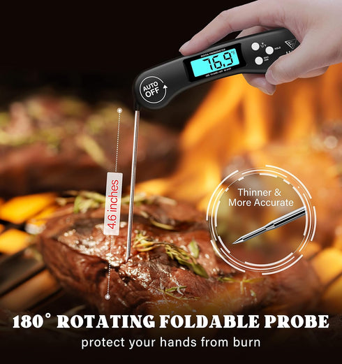 DOQAUS Digital Meat Thermometer - 2 Pack Instant Read Food Thermometer for Cooking, Kitchen Probe with Backlit