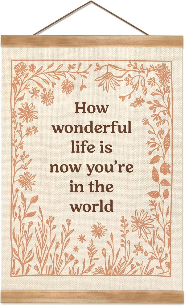 ZTGDA How Wonderful Life is Now Wall Art Decor, Boho Floral Wall Art