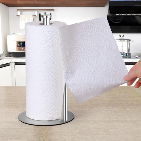 Paper Towel Holder Countertop - OBODING Stainless Steel Kitchen Paper Towel Stand for Organization, Silver