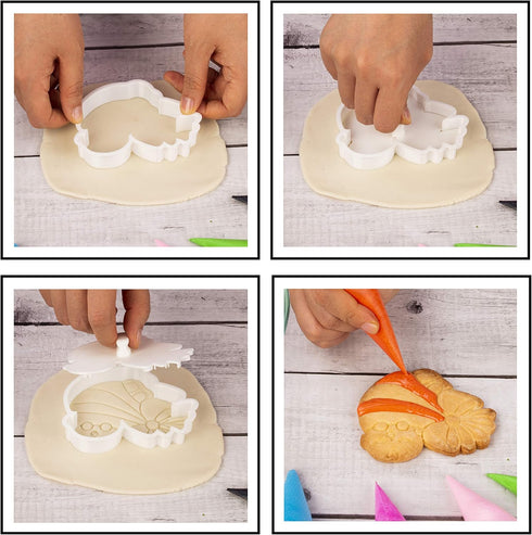 Set 6 3D Baby Shower Cookie Cutter Piece Stampers Molds DIY Fondant Decorating for Kids' Birthday Party Kitchen Tools
