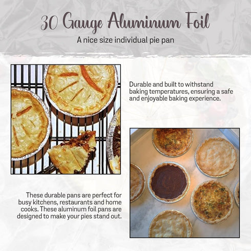 KitchenDance Disposable Aluminum Foil Mini Pie Pan, 6 Inches Round, Pack of 50