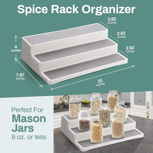 Home Intuition 3 Tier 14 inch Non-Skid Spice Rack for Kitchen Pantry Organizer