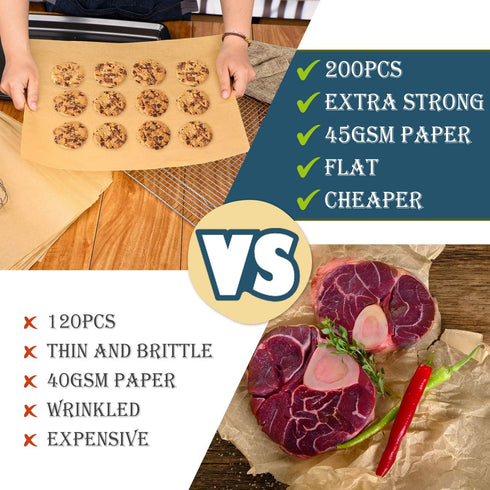 Hiware 200 Pieces Parchment Paper Baking Sheets, 9x13 Inches, Precut Non-Stick for Baking, Cooking, Grilling, Frying