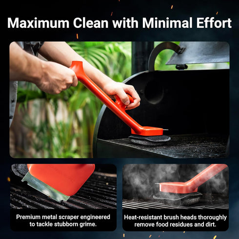 BQ03 6 BQ03 ThermoMaven Grill Brush Replaceable Cleaning Head, Safe Bristle-Free BBQ Cleaning Tool, Barbecue Grill