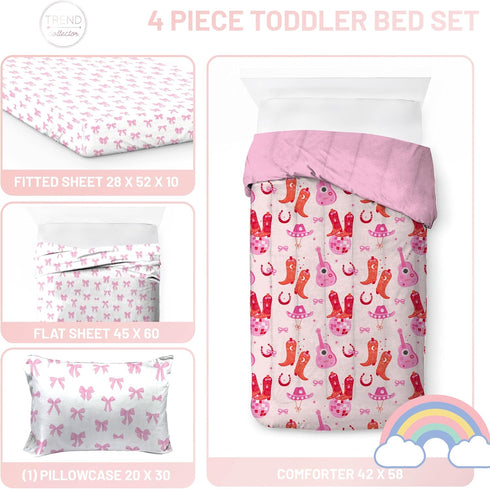 Set Cozy Set 4 Jay Franco Kids Comforter Includes Sheets and Pillow Covers - Soft and Bed for Stylish Room Decor, Pink