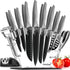 PrinChef 19 Pcs Knife Set for Kitchen, Rust Proof Knives with Acrylic Stand and Sharpener