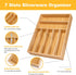 Kitchen Bamboo Silverware Organizer, Natural Utensil Holder and Cutlery Tray with 7 Slot Grooved Dividers