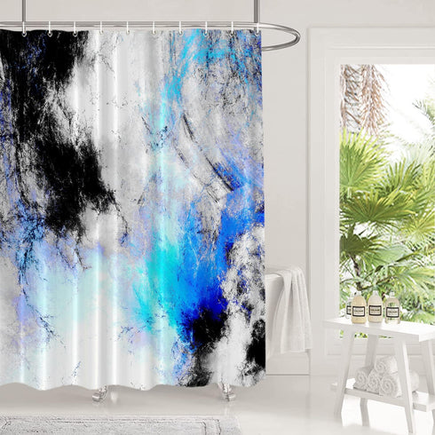 Shrahala 72x72 Inch Abstract Grey and White Shower Curtain, Waterproof Fractal Designs for Bathroom with Grommets