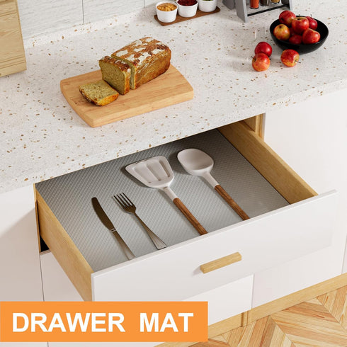 Shelf Liner, 15 X 240 Inch Light Gray, Waterproof Pantry Cabinets Liners, Easy to Cut Drawer Mat