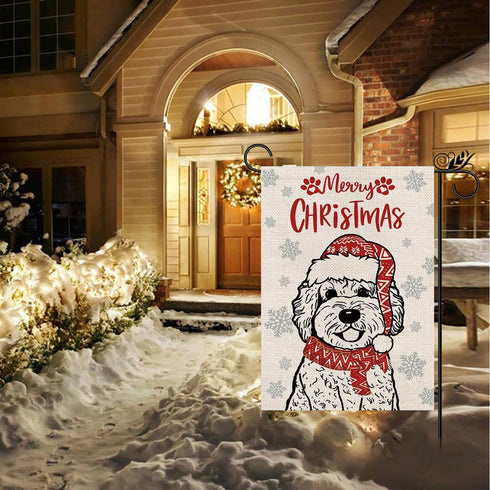 Set 11 12.5x18 Inch Seasonal Garden Flags Golden Doodle Double Sided Flags of Holiday Farmhouse Indoor Outdoor Yard