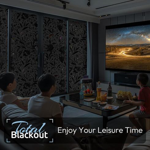 rabbitgoo Black Total Blackout Window Film, 35.4" x 78.7" Light Blocker for Sun Blocking and Privacy