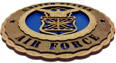 Unique Decorative Custom Laser Crafted Wooden Wall Plaque, Armed Forces Air Force