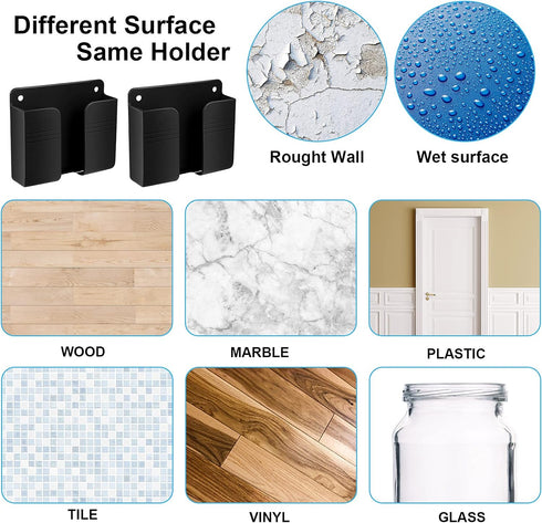 8 Pieces Wall Mount Phone Holder Adhesive, Remote Control Storage Box, Non-Slip Media Organizer for Bedroom and Kitchen