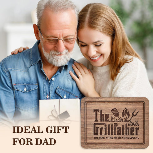 The Grillfather Walnut Cutting Board, Gifts for Dad Ideas, Cool Kitchen Gifts for BBQ, Grill Masters, Birthday Fathers Day Christmas Gifts for Men, Dad, Grandpa by GiltGlimmer