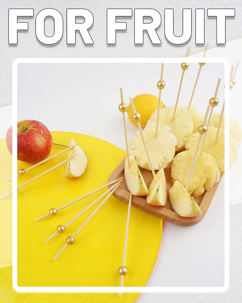 DF DUALFERV 200PCS Gold Bamboo Appetizer Picks, 4.7 Inch