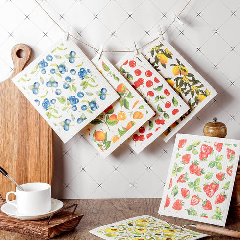 6 Patelai Pcs Swedish Dishcloth for Kitchen Fruit Swedish Dish Towels Swedishs Dish Cloths Absorbent Reusable Paper