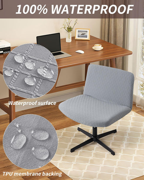 Armless YISUN Waterproof Criss Cross Chair Cover, Stretch Chair Slipcover Washable Removable Office Desk Chair Covers