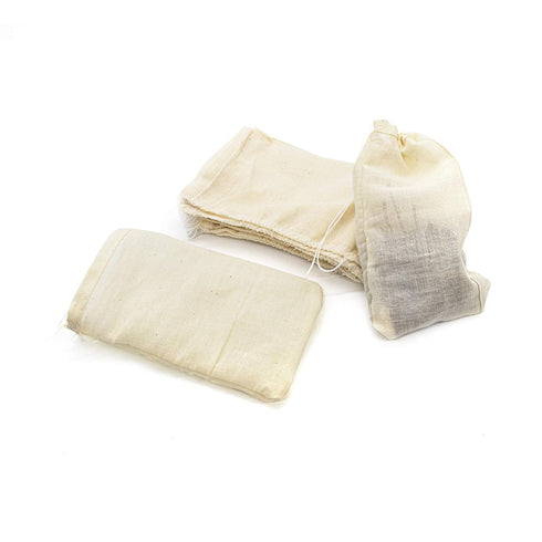 AUEAR Reusable Drawstring Cotton Soup Bags, 12 Pack, 4"x6" Coffee Chinese Medicine Tea Bag Brew Straining Herbs