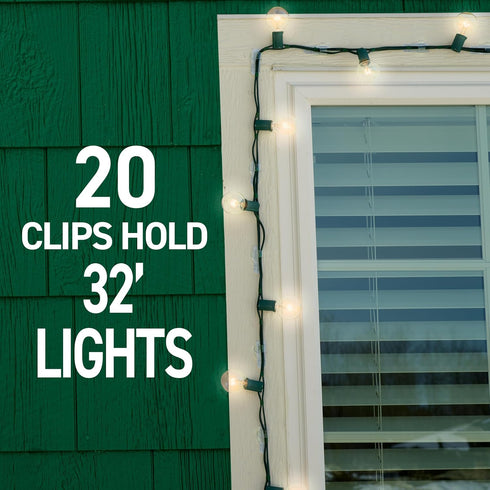 Command 20 24 Command Outdoor Light Clips, Clear Clips and Strips, Damage-Free Hanging Outdoor Light Clips with Weather