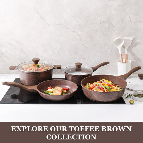 SENSARTE 9.5 Inch Nonstick Frying Pan Skillet, Granite Coating Chef's Pan, PFOA Free, Toffee Brown