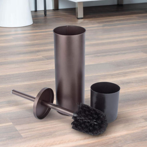 JS Jackson Supplies Sleek Toilet Brush and Holder with Metal Handle, Bronze, Pack of 2