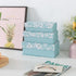 Blue Botanical Decorative Storage Boxes with Lids, Set of 3 White Floral Memory Keepsake Boxes for Organizing