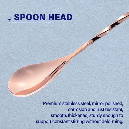 2 Pcs 12 Inches Bar Spoon, Long Handle Mixing Stirrers for Drink, Briout Stainless Steel Cocktail Shaker Spoon, Rose