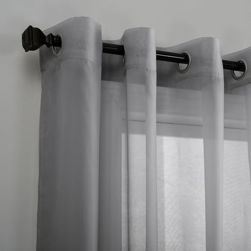 No. 918 Emily Sheer Voile Grommet Curtain Panel - 59" x 84", Charcoal Gray
