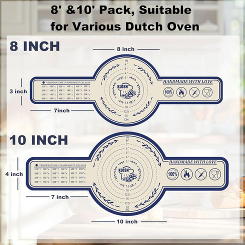 KLOSN Sourdough Bread Baking Mat, Large & Small Silicone Bread Sling for Dutch Oven, 500°F Heat-Resistant