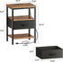 3-Tier SUPERJARE Nightstand with Charging Station, Bed Side Table with Adjustable Fabric Drawer, Night Stand