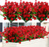GREENRAIN 6 Bundles Red Artificial Lotus Flowers, UV Resistant Faux Plastic Plants for Garden Décor