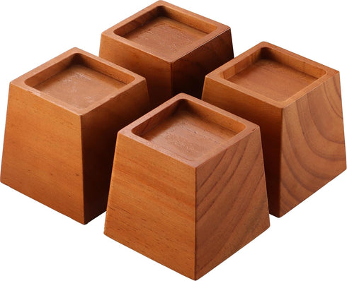 Lufia Wood Bed Risers 4 Inch, Premium Pine Furniture Risers, Sturdy and Stylish 4" Bed Lift for Sofa, Desk and More -