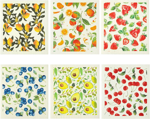 Patelai 6 Pcs Swedish Dishcloth for Kitchen Fruit Swedish Dish Towels Swedishs