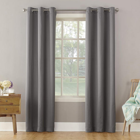 Sun Zero Becca Energy Efficient Grommet Curtain Panel, 40" x 95", Gray
