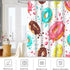 Colorful Donuts Shower Curtain Sets with Hooks, Pink Chocolate Lemon Blue Mint Glaze on White, Waterproof Bathroom Decor