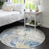 4Ft, 4x4 Lahome Modern Abstract Round Rug Blue Washable Front Door Mat Soft Circle Rug for Entryway Bedroom Non Slip