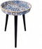 Zosenley Small Round Side Table - 13" Blue Boho Geometric End Table