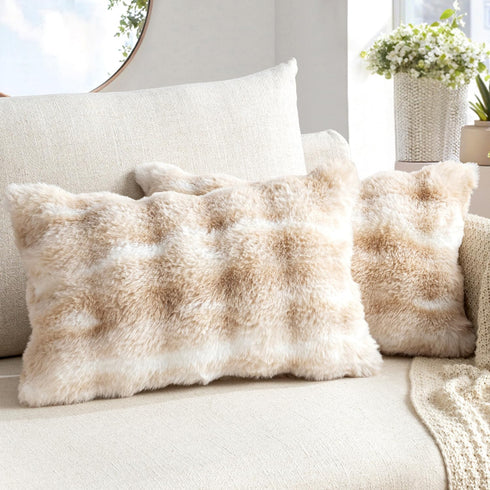 MIULEE Faux Fur Pillow Covers Thick Soft Plush Lumbar Throw Pillows Luxury