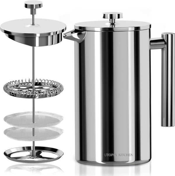 Utopia Kitchen 304 Grade Stainless Steel French Press Coffee Maker 12 Oz,