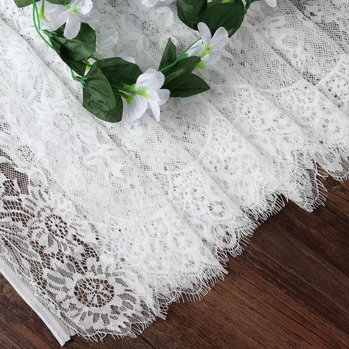 Hooqict 4 Pack Lace Table Runner - 14 x 120 Inch Ivory White Classy Table Runner for Rustic Wedding Decor