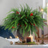 12Pcs Christmas Norfolk Pine Stems with Red Berries, Real Touch Artificial Norfolk Pine Branches for Vase,DIY Crafts