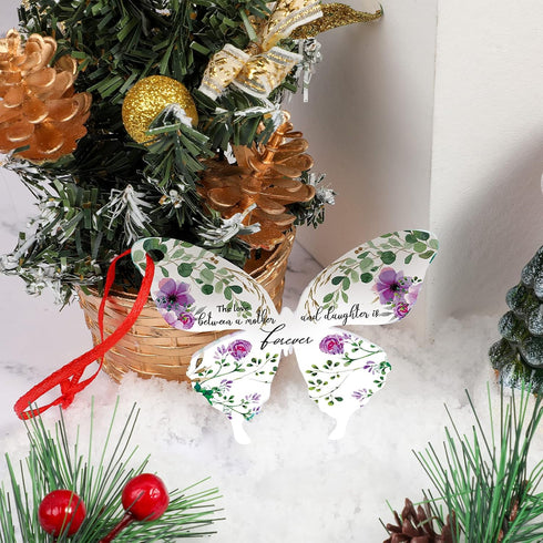 Jetec Butterfly Shape Ornament - The Love Between Mother and Daughter is Forever, Acrylic Christmas Tree Decoration