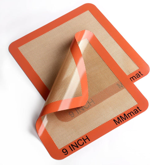 Silicone Baking Mats Set of 2 Square Non-Stick Reusable Air Fryer Linner - Best German Silicone - 9 inch by MMMAT