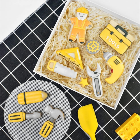 Mini Construction Tools Cookie Cutters Set of 9 pcs, Stainless Steel Hardware Tools Shaped Fondant Baking Molds