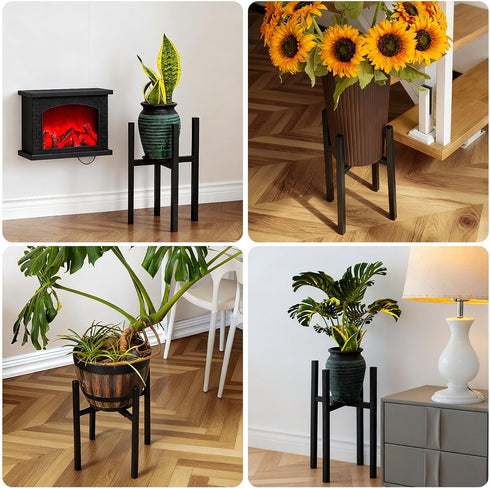9 15 Inch 160 LB Adjustable Metal Plant Stand Indoor, Mid Century Modern Outdoor Planter Holder for to Pots, Heavy Duty