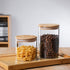 MOLFUJ 960 ML / 32 FL Oz Glass Storage Container - Stackable Clear Decorative Organizer Bottle with Wood Lid