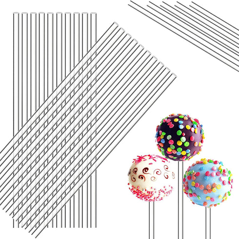 Zopeal 200 Pieces Clear Acrylic Lollipop Sticks for Cake Pops, Candy Treats, Wedding Halloween Christmas Toppers (4