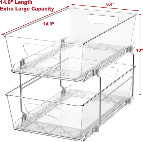 Simple Houseware 2 Tier Basket Drawer Cabinet Pull-Out Organizer, Clear by Simple Houseware