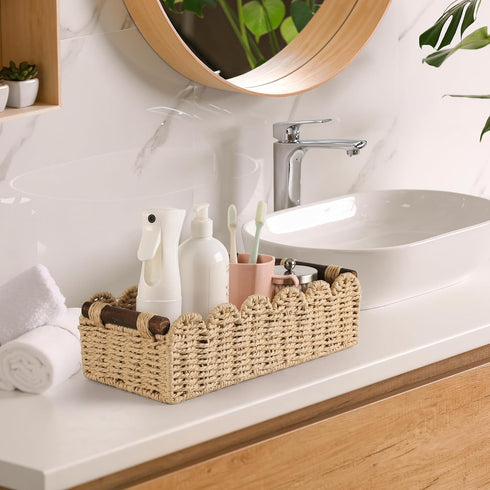 Counter Toilet Paper Storage Basket Bathroom Organizer Wicker Baskets for Organizing Cute Basket for Apartment Bedroom
