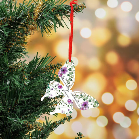 Jetec Butterfly Shape Ornament - The Love Between Mother and Daughter is Forever, Acrylic Christmas Tree Decoration